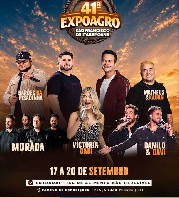 Expoagro de São Francisco terá shows de Morada, Barões da Pisadinha e Matheus & Kauan